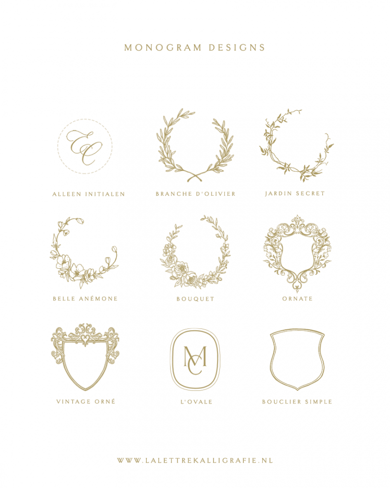 La Lettre Kalligrafie Lakstempel Lakzegel wedding monogram logo ontwerpdesigns trouwlogo bruidsparen